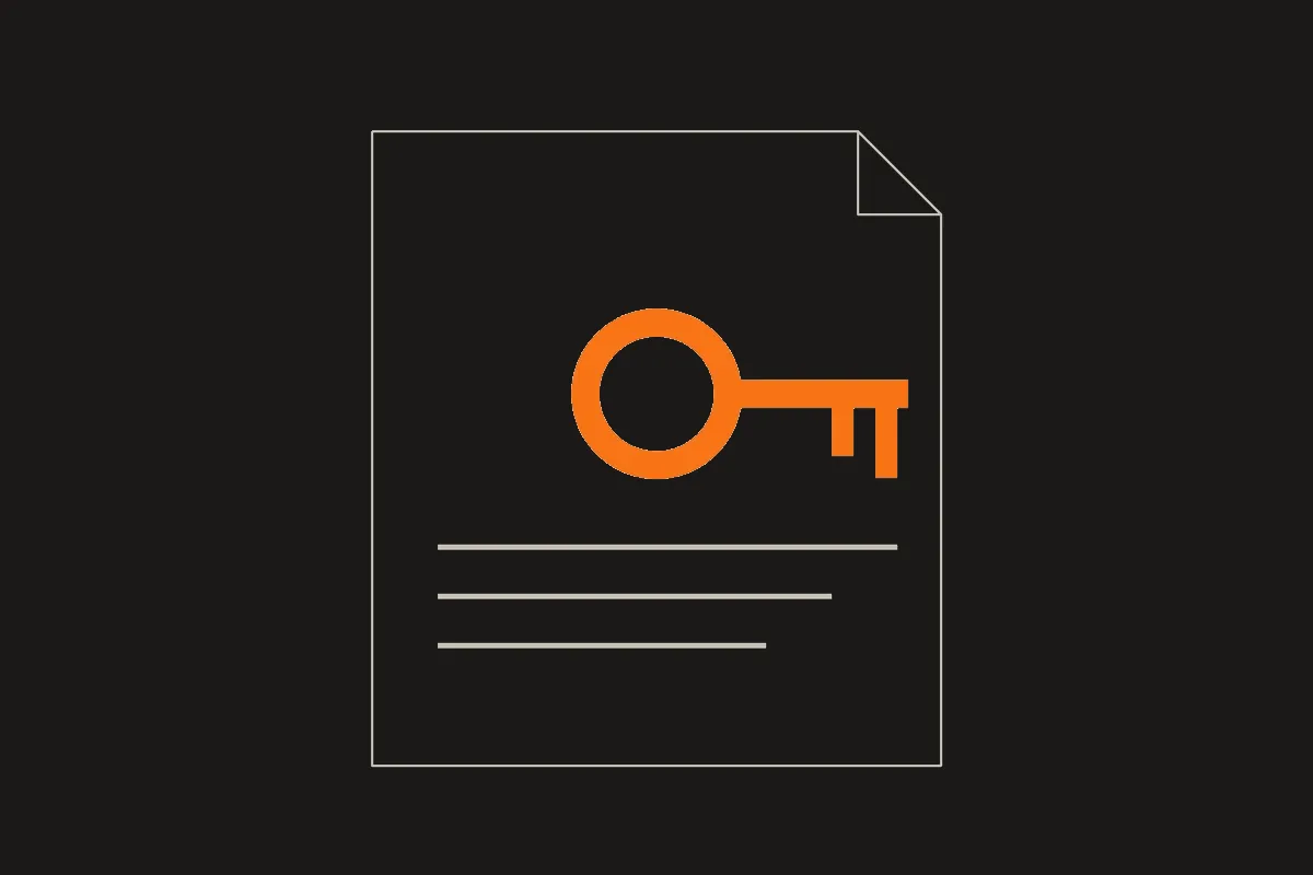 Illustration of a document with an orange key