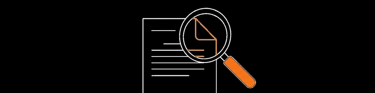 Illustration of a magnifying glass over a document