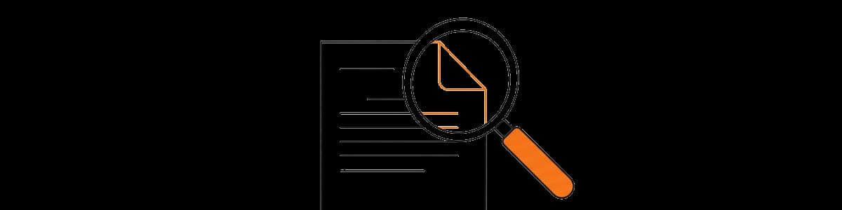 Illustration of a magnifying glass over a document