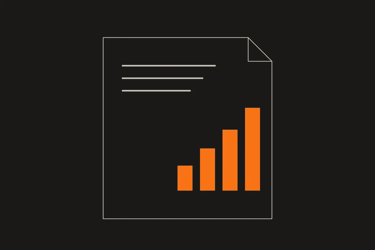 Illustration of a document with an orange ascending bar chart