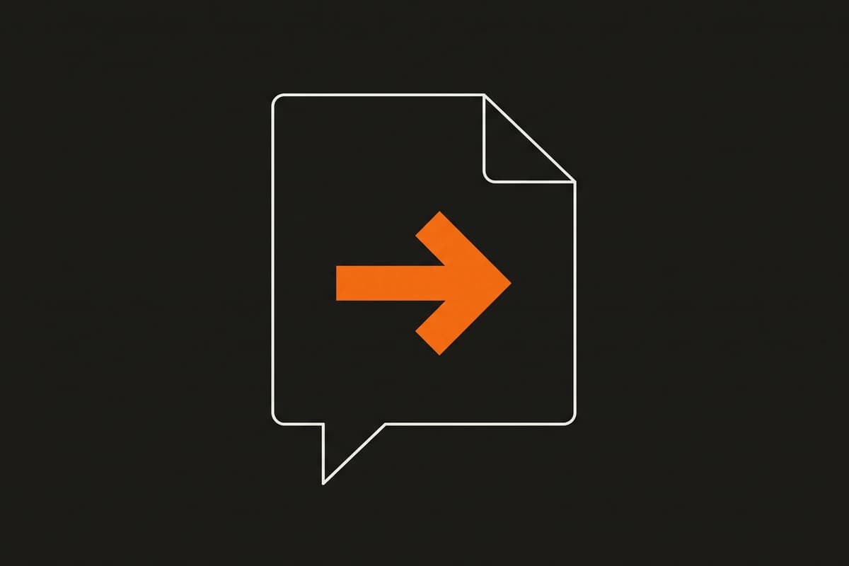 Illustration of a document speech bubble with an orange arrow, symbolizing a suggested change